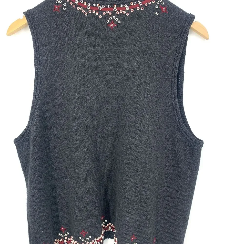Vintage Sigrid Olsen silk wool blend sweater vest beaded size L
